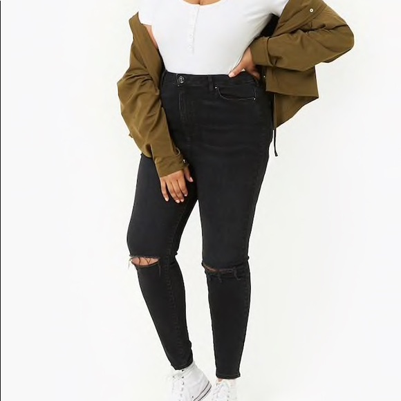 ripped black skinny jeans plus size